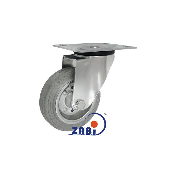 Koło metal-guma 100mm obudowa skrętna wąsk. guma szara 12LS