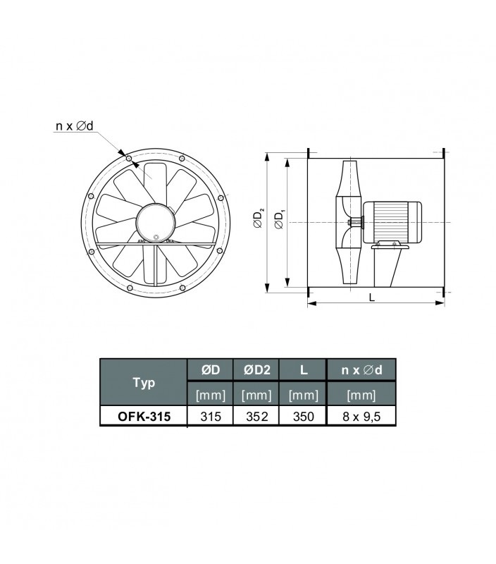 Wentylator OFK-315/2A 1F