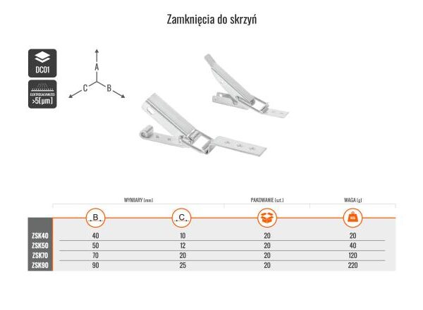 Zamknięcie. do skrzyń 12*50