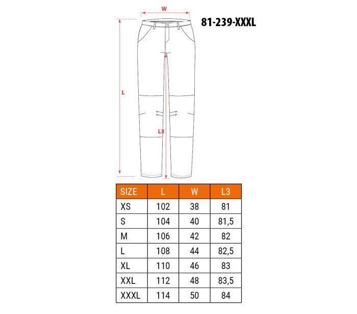 Spodnie robocze HD slim odpinane kieszenie rozmiar 3XL