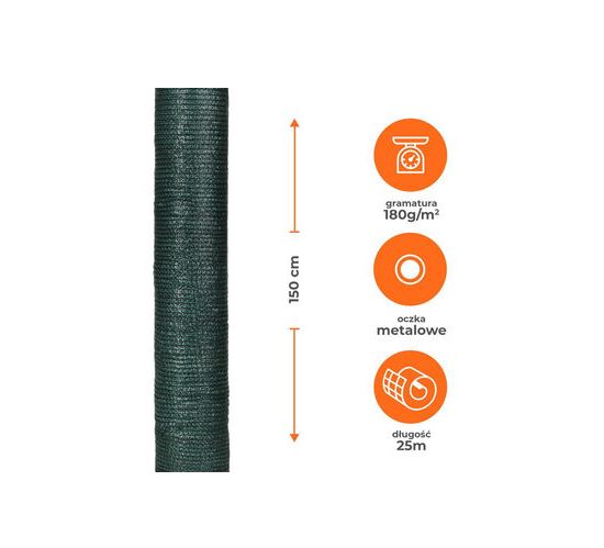 Tkanina osłonowa deco zielona 180g/M2 150cm rolka 25mb