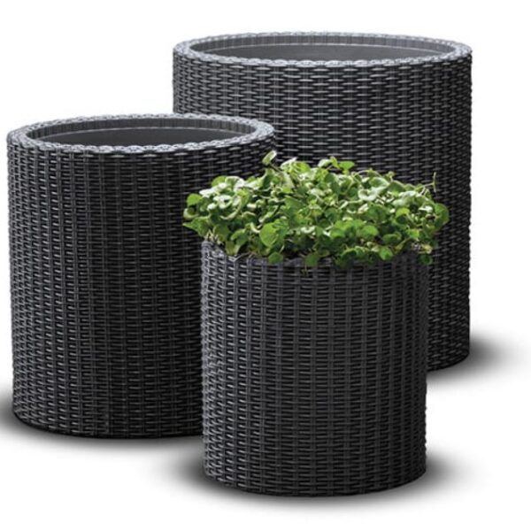 Zestaw 3 donic Keter cylinder planter S+M+L - grafit