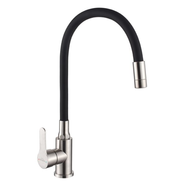 Bateria zlewozmywakowa ksanti inox z ruch. 2F wylewką,in/cza