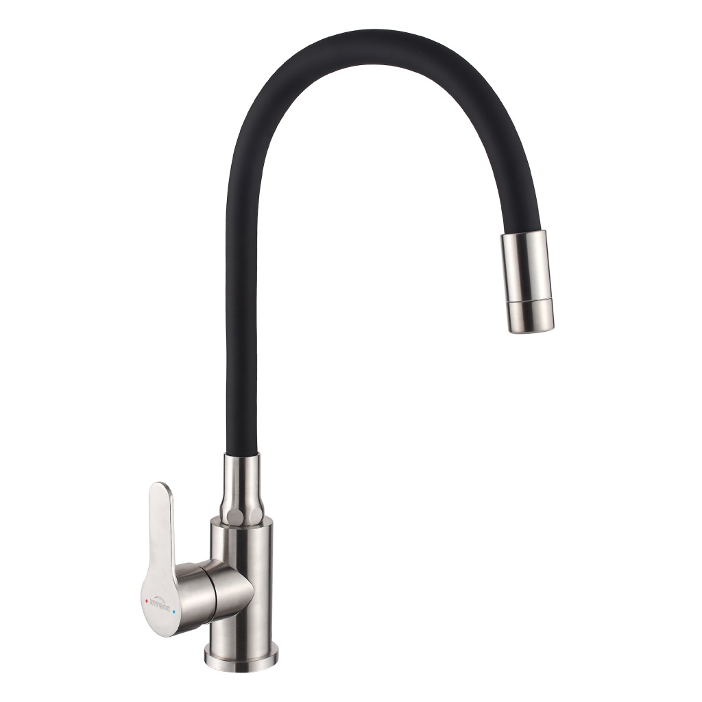 Bateria zlewozmywakowa ksanti inox z ruch. 2F wylewką,in/cza