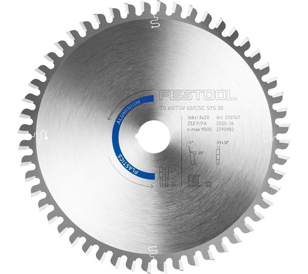 Tarcza pilarska aluminium/plastics HW 168*1.8*20 F/FA 52