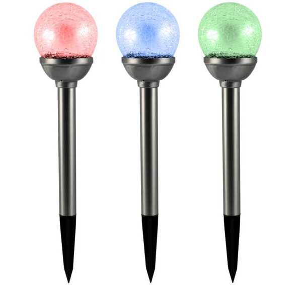 Lampa solarna LED kula RGB 8cm szklana satyna