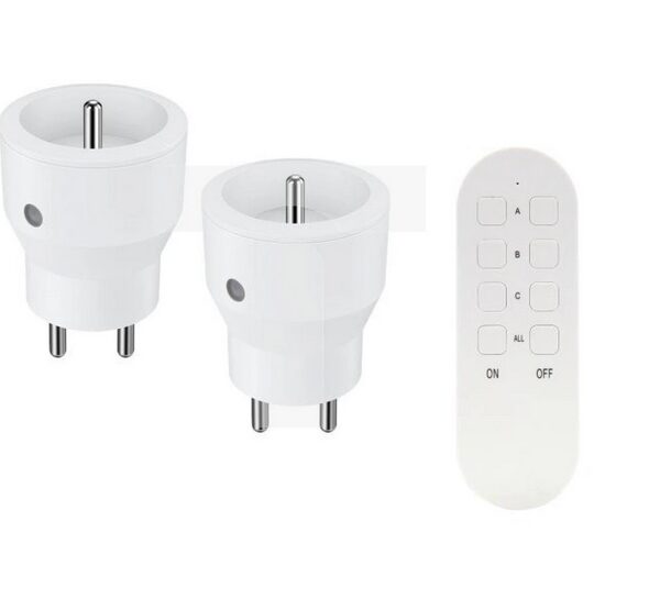 Zestaw bezprzewodowych gniazd mini, sterowanych pilotem 2+1