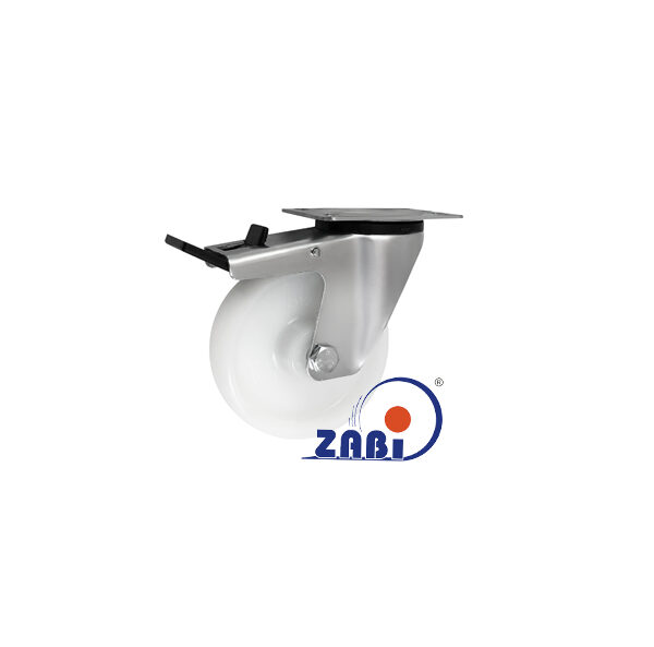Koło z tworzywa 125mm skrętne + hamulec wzmacniane 25BWH