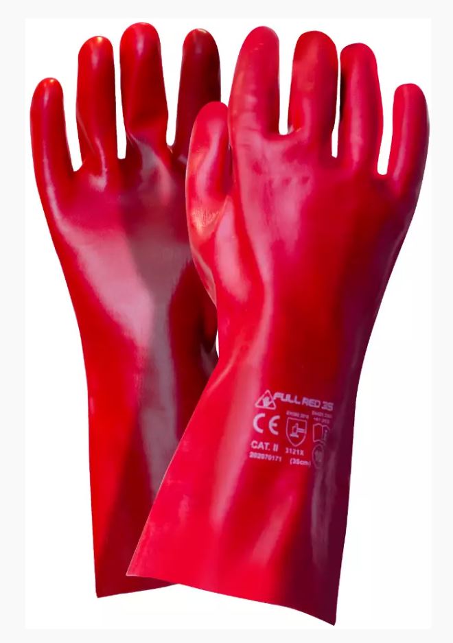 Rękawice PCV długie full RED 35cm