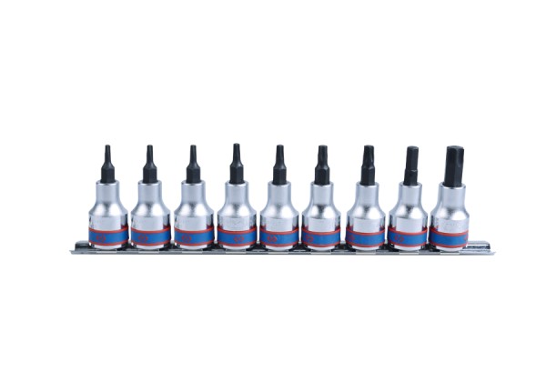 Kpl.nasadek torx 3/8'' 9 części T10-T50 szyna