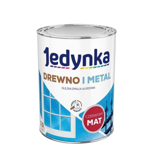 Emalia alkidowa do drewna i metalu czerwony MAT 0,9L