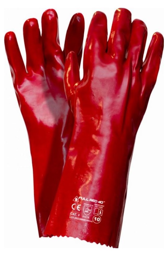 Rękawice PCV długie full RED 40cm