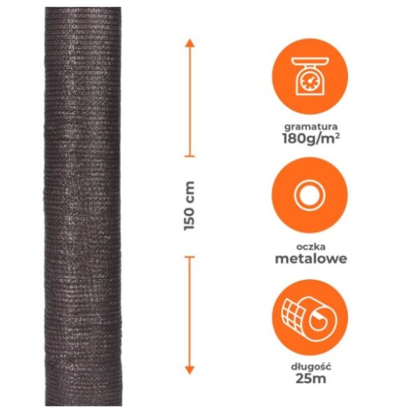 Tkanina osłonowa deco brązowa 180g/M2 150cm rolka 25mb