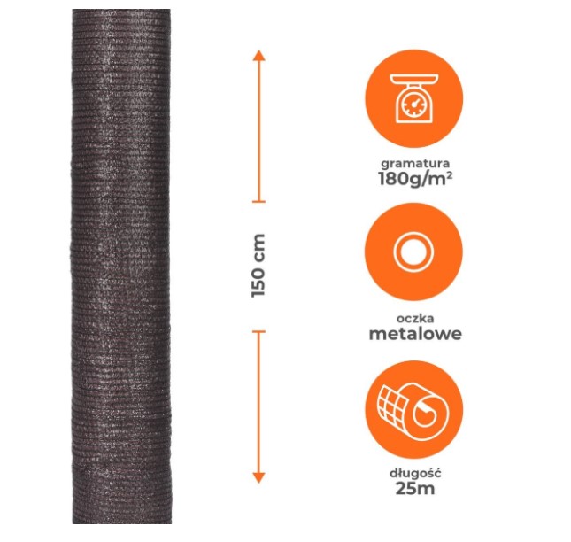 Tkanina osłonowa deco brązowa 180g/M2 150cm rolka 25mb