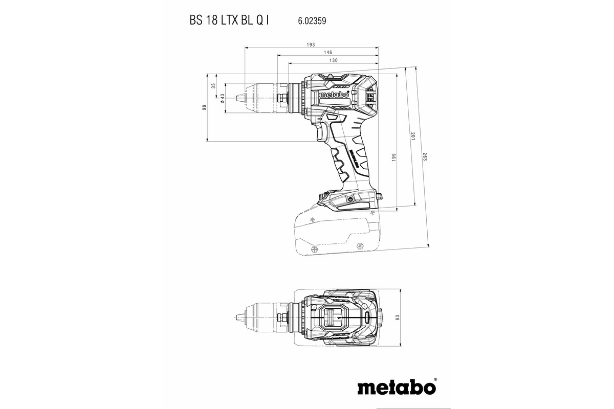 Wiertarko-wkrętarka akumulatorowa BS 18 LTX BL Q 0*AH