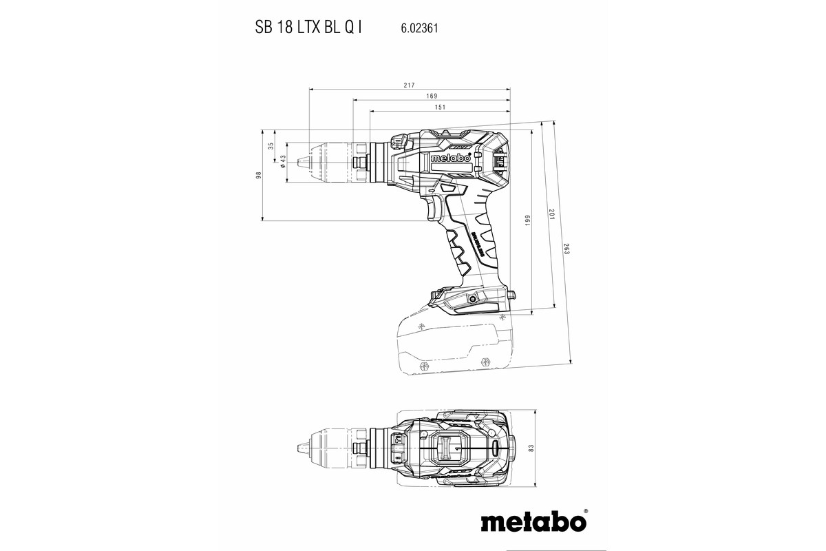 Wiertarko-wkrętarka akumulatorowa udar. SB 18 LTX BL Q 0*AH