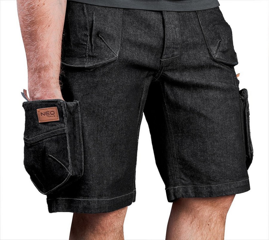 Krótkie spodenki robocze denim, czarne XL