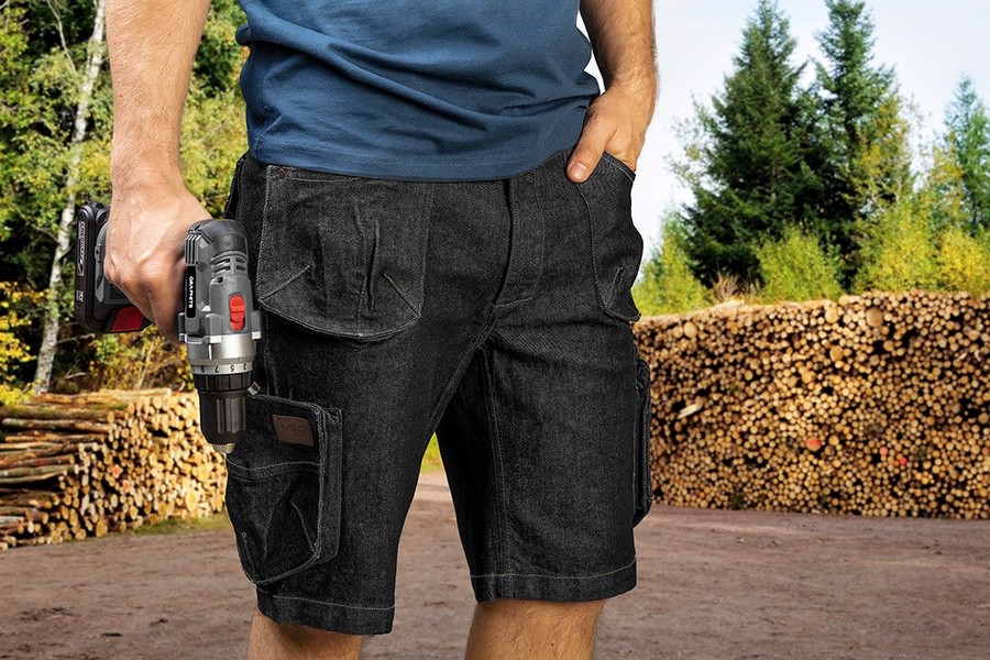 Krótkie spodenki robocze denim, czarne XL