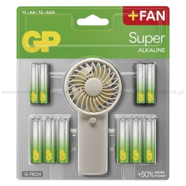 Zestaw bateri alkaline super 12 szt AAA + 12 szt AA +wiatrak