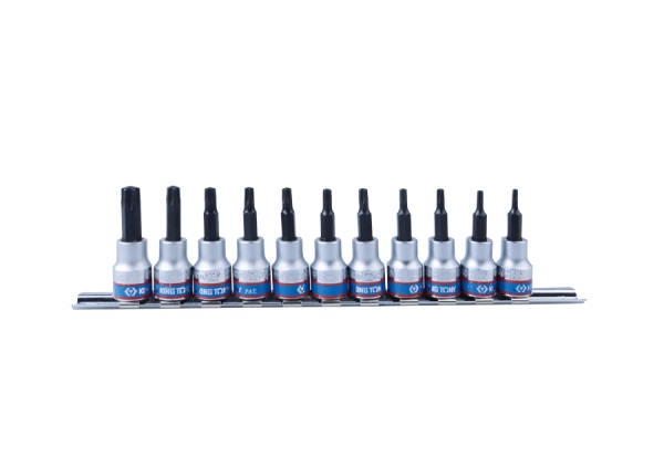 Kpl.nasadek torx z otworem 3/8'' 11CZĘŚCI T8-T50 szyna