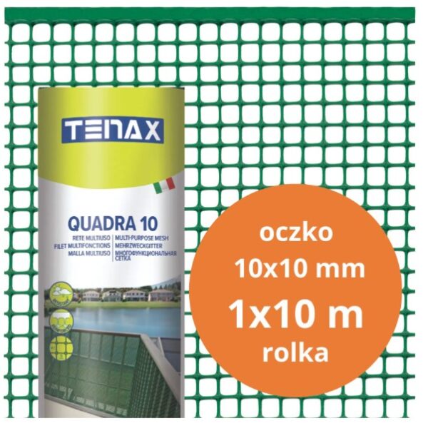 Siatka PVC quadra 10 zielona 1.0M*10mb oczko 10mm