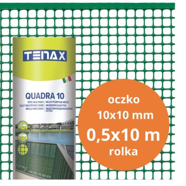 Siatka PVC quadra 10 zielona 0.5M*10mb oczko 10mm