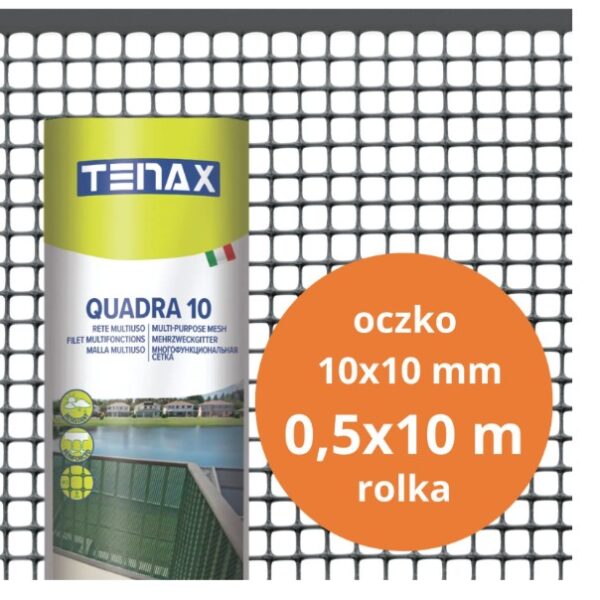 Siatka PVC quadra 10 grafit 0.5M*10mb oczko 10mm