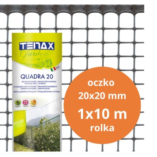 Siatka PVC quadra 20 grafit 1.0M*10mb oczko 20mm