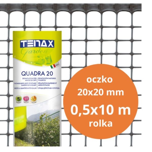Siatka PVC quadra 20 grafit 0.5M*10mb oczko 20mm