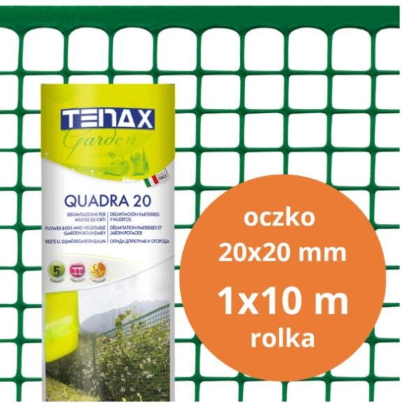 Siatka PVC quadra 20 zielona 1.0M*10mb oczko 20mm