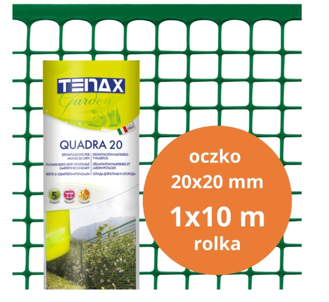 Siatka PVC quadra 20 zielona 1.0M*10mb oczko 20mm