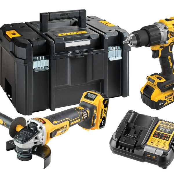 Zestaw wkrętarka DCD805 + szlifierka KĄT. DCG405 18V 2*5.0AH