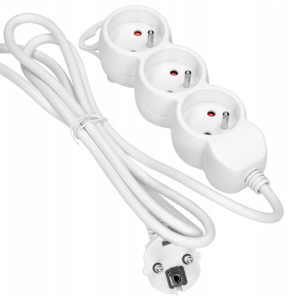 Przedłużacz 3X2P+Z, 1.4M, 3X1MM2 biały