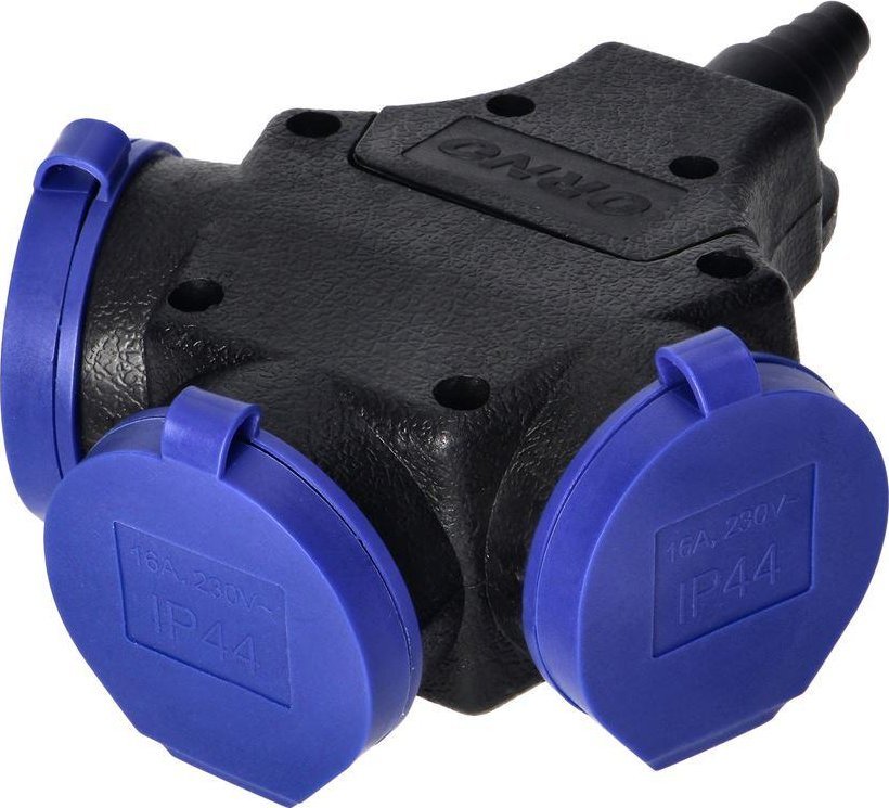 Rozdałęźnik IP44, 3*2P+Z, schuko 16A, 230V AC