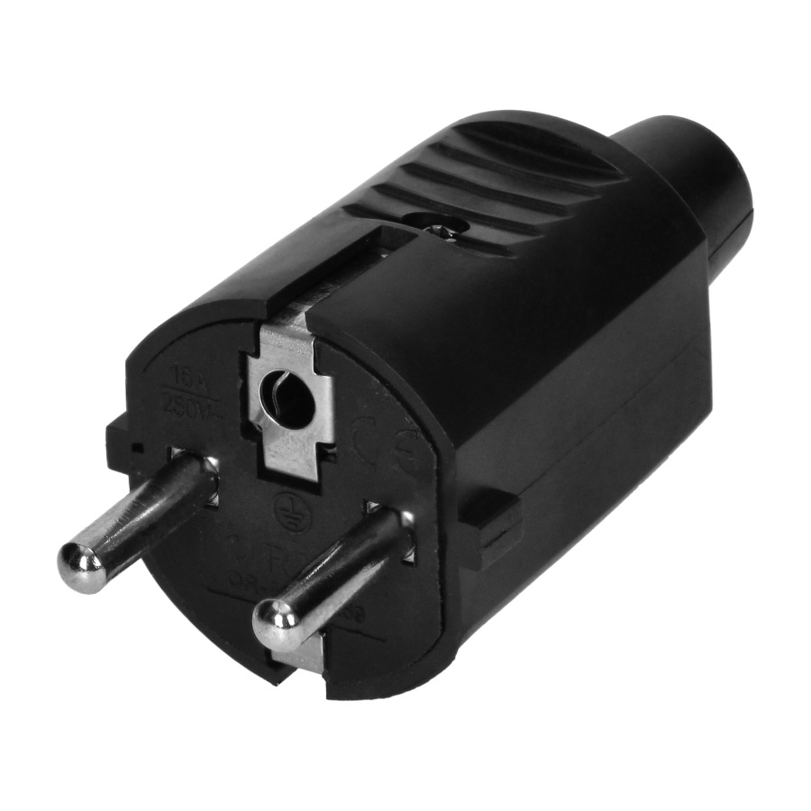 Wtyczka 2P+Z uni-schuko, czarny