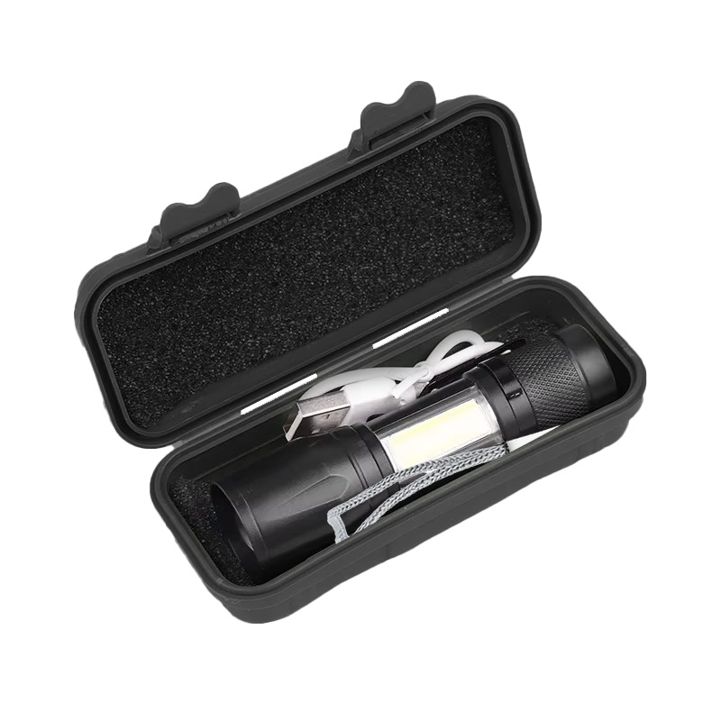Latarka LED zoom AKU 5W XPE+ COB+ etui