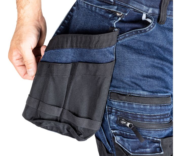 Spodnie robocze denim wzmocnienia cordura, granatowe, ROZ. M