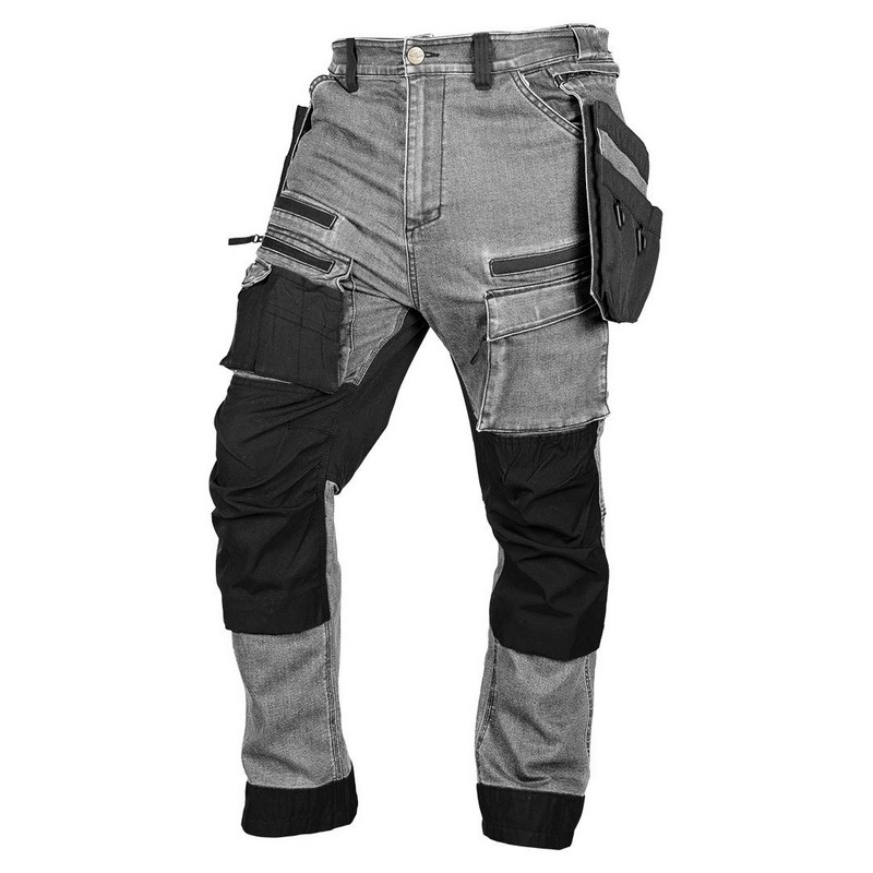 Spodnie robocze denim wzmocnienia cordura, szare, ROZ. S
