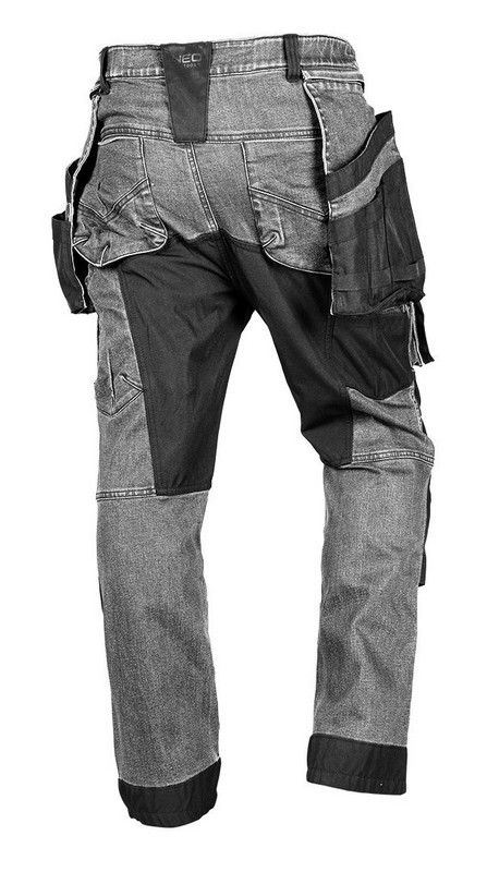 Spodnie robocze denim wzmocnienia cordura, szare, ROZ. S