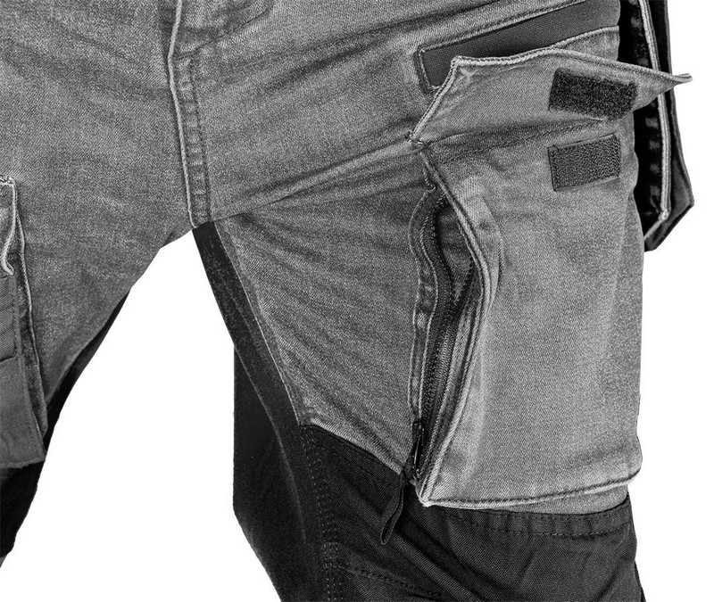 Spodnie robocze denim wzmocnienia cordura, szare, ROZ. S