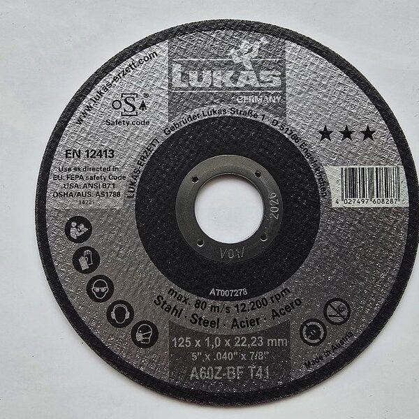 Tarcza płaska T1A 125*1.0*22,23 A60Z-BF steel