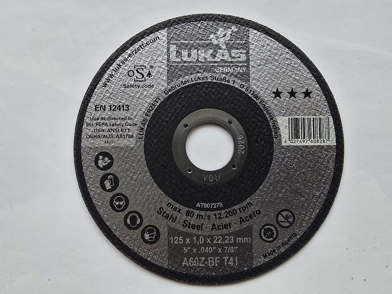 Tarcza płaska T1A 125*1.0*22,23 A60Z-BF steel