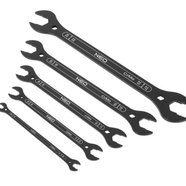 Zestaw kluczy płaskich supercienkich 4W1, 6-27mm 5 szt.