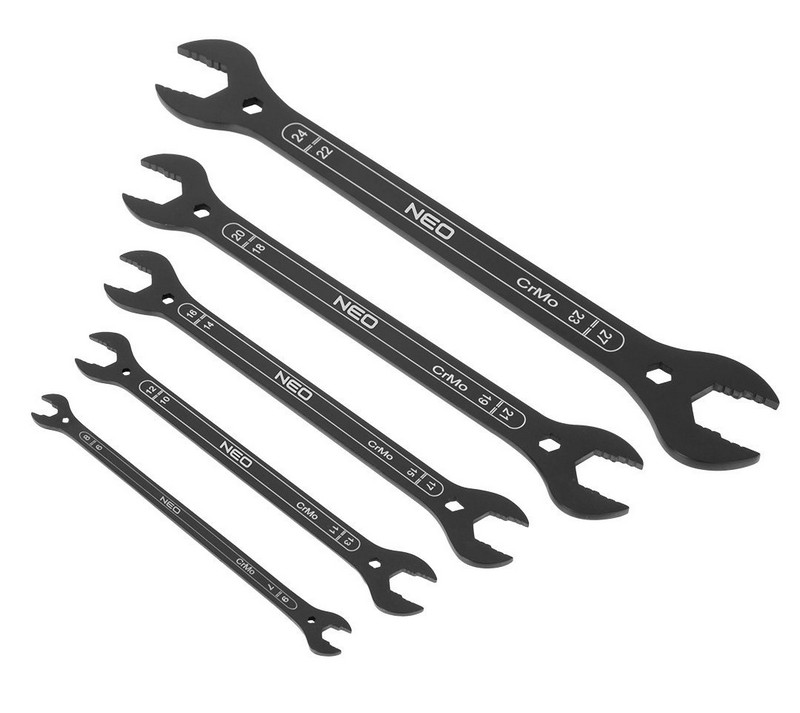 Zestaw kluczy płaskich supercienkich 4W1, 6-27mm 5 szt.