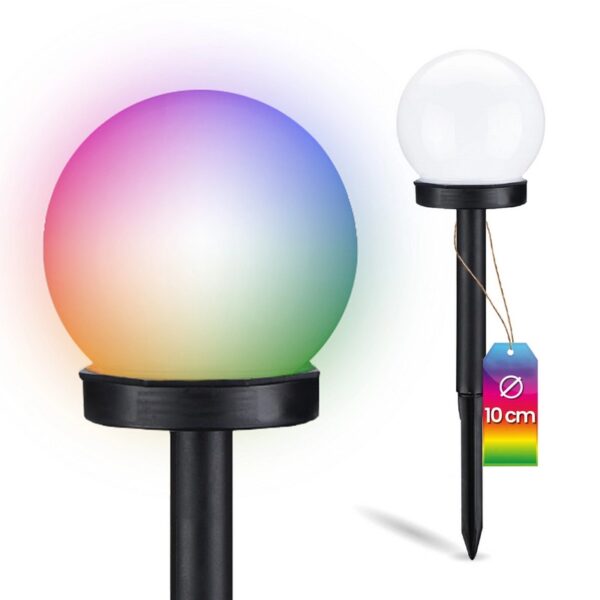 Lampa solarna kula atris biała 10cm RGB