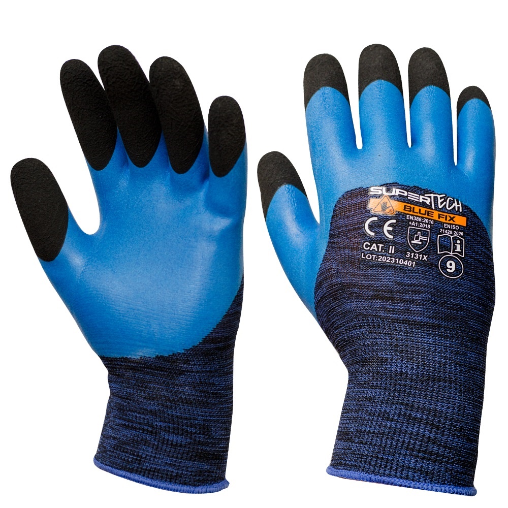 Rękawice ochronne, spieniony latex super tech blue FIX R.8