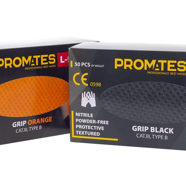 Rękawice nitrylowe wzmac. Promates grip black M OP. 50szt