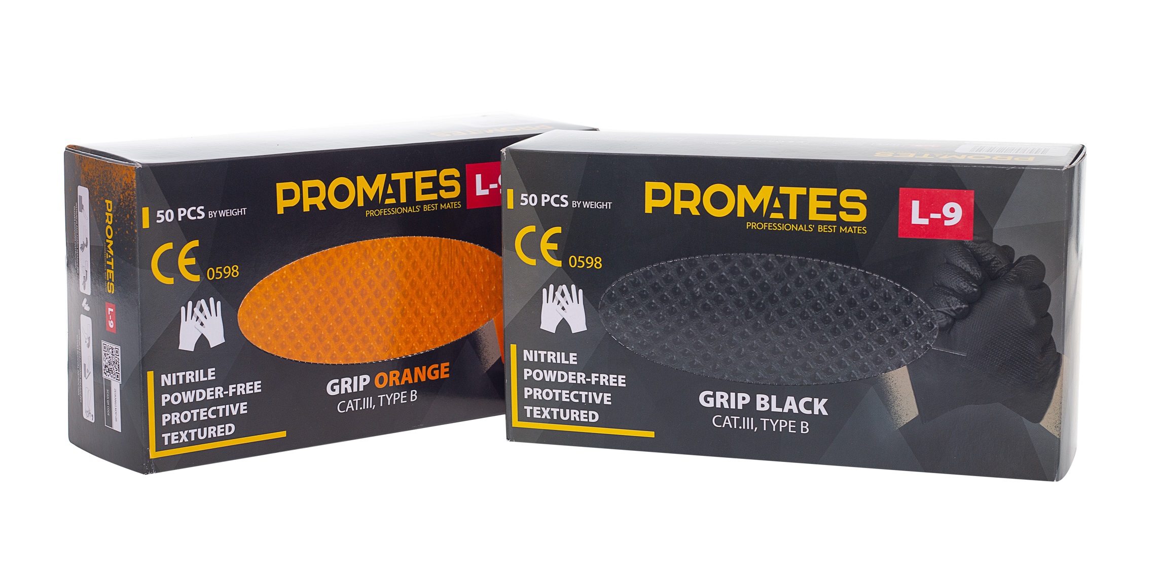 Rękawice nitrylowe wzmac. Promates grip orange XXL OP. 50szt
