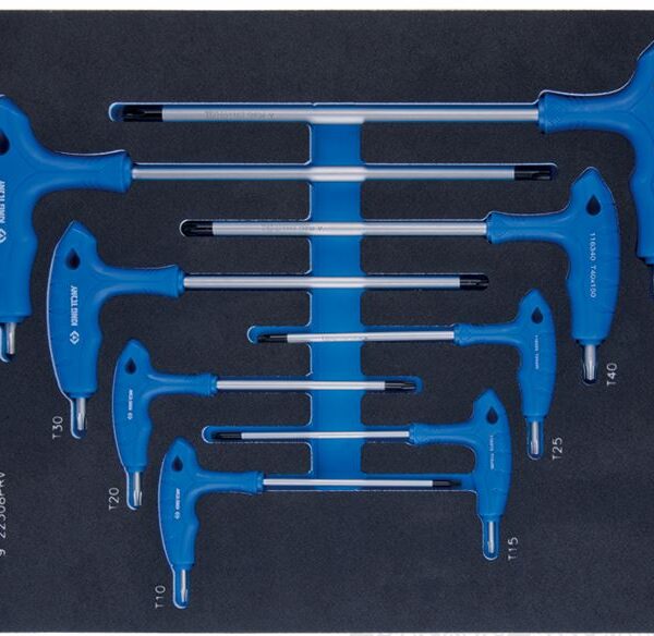 Zestaw kluczy torx z uchwytem L, 8szt., T10-T50, wkładka