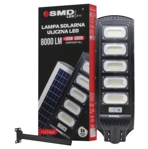 Lampa LED uliczna solarna 360W 20AH 6000K 800LM + uchwyt